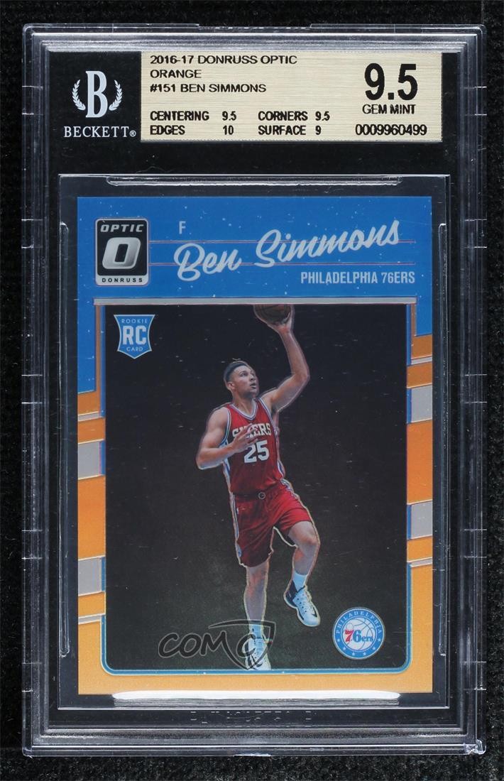 2016 Panini Donruss Optic Orange Prizm 58/199 Ben Simmons BGS 9.5 GEM MINT 1yj