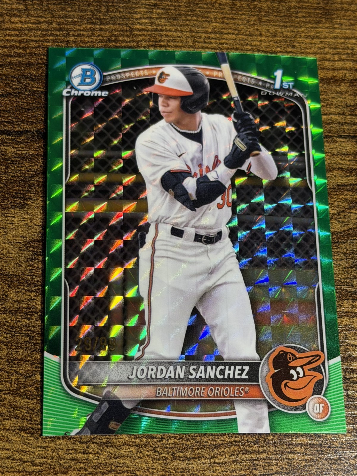JORDAN SANCHEZ 2025 Bowman Chrome #BCP-208 1st Green Geometric Refractor /99