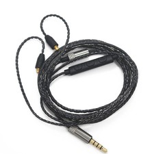 MMCX Audio Cable Cord Volume Control for Shure SE215/425/535/846 Black with Mic