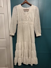 Anthropologie White Long Sleeve Dress, Lined, Size 6