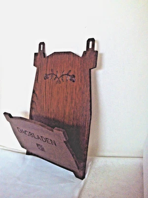 Holz Zeitungshalter Wandhalter Antik Stil Wandregal Halter Zeitungen Vintage - Bild 1 von 4