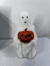 Mini Ghost Pumpkin Jack o'lantern Light Up Creepy Co Beistle 2019 Blow Mold RARE