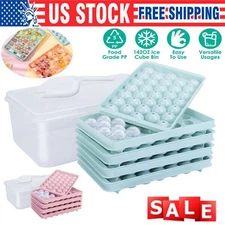 DIY Round Ice Cube Ball Maker PP Tray Silicone Sphere Mold Bar Whiskey Cocktails