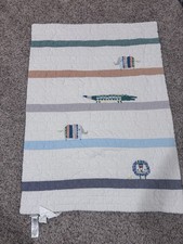Pottery Barn Kids Colby Animal Baby Quilt Embroidered Alligator Elephant Lion