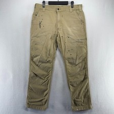 Carhartt Pants Men's 34x30 Tan Beige Relaxed Straight Paint Splatter Workwear