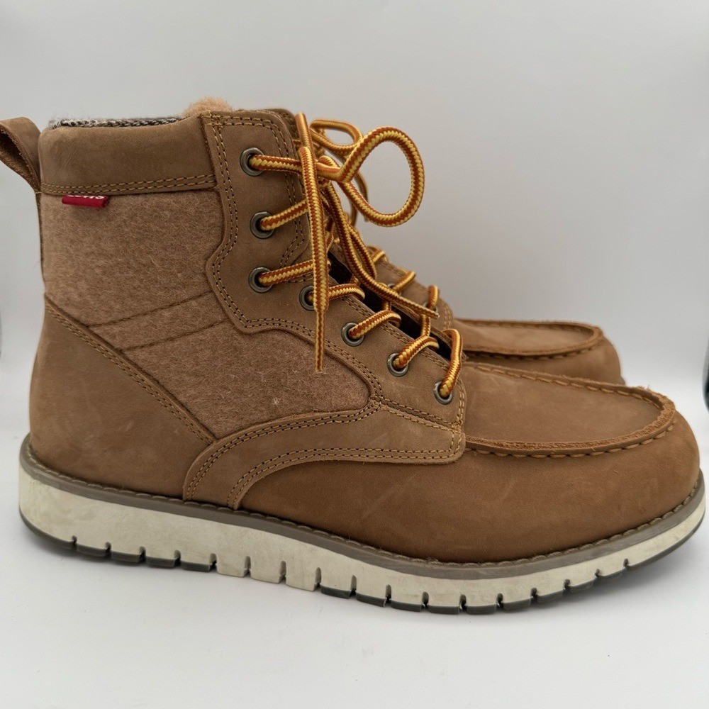 Men\'s Levi’s Brown Gregory Neo Leather Wool Moc Toe Comfort‎ Lace-Up Boots Sz 10 Amazon.com | Levi main image 4