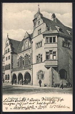 Ansichtskarte Freiburg i. Br., Neues Rathaus 1904 