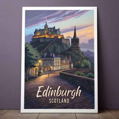 Majestätisches Edinburgh Schottland Reise Poster - Vintage Schloss Skyline Kunstdruck_mor