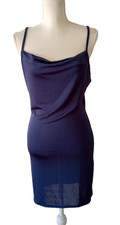 Forever 21 Slip Dress Juniors Large Navy Blue Slinky Bodycon Y2K Club Sexy NWT