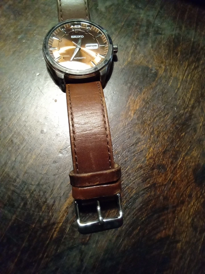 Seiko Automático 45 Milímetros Acero Inoxidable, Trampa Cuero Marrón Foto 2 de 4