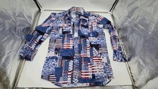 VTG Wrangler Button Down Pearl Snap Western Wear American Flag Graphic - Size: M
