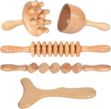 Herramientas de masaje de terapia de madera 5 en 1 masajeador de drenaje linfático kit de maderoterapia
