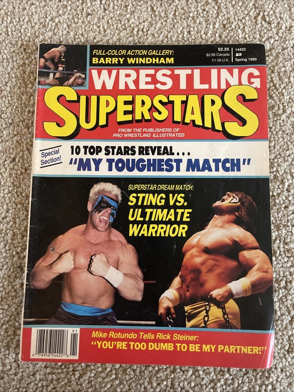 Wrestling Superstars Magazine Spring 1989 Sting vs Ultimate Warrior Cover WWF