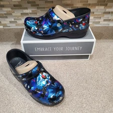 Dansko Professional WM's Clogs Floral Patent Graphic Metallic Multi Sz 39 8-8.5
