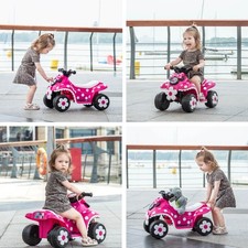 Minnie Mouse 6v Quad Battery Powered Ride-on Car Toy 2mph Horn Light For Ages 3
