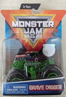 SPIN MASTER  MONSTER JAM GRAVE DIGGER W/ POSTER AND GREEN FIGURE - 2019 RELEASE