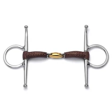 Cavalon Full Cheek Lozenge Leather Covered Snaffle Bit