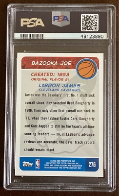 Lebron James Bazooka Rookie #276 2003-04 Topps PSA 9 MINT Cavs