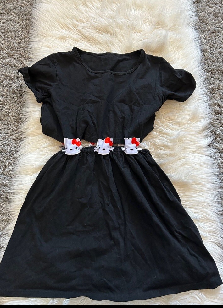 hello kitty black dress Handmade Size:L fit XL Size:US8