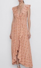 NWT Zara Burnt Orange Ruffled Dress 4886/454