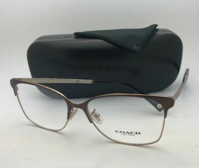 New COACH Eyeglasses OLIVIA HC 5048 9165 54-15 135 Satin Dark Brown & Gold Frame