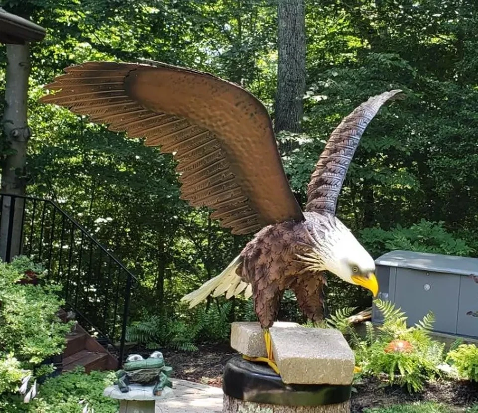 American Bald Eagle Large Outdoor Metal Statue Lawn Sculpture Garden Yard Art - Image 4 of 4