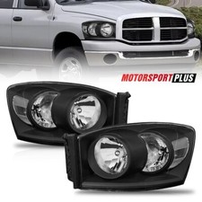 Pair Black Housing Clear Corner Headlights For 2006-09 Dodge Ram 1500 2500 3500