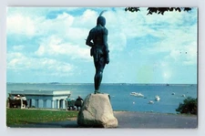 Postcard Massachusetts Plymouth MA Massasoit Warrior Statue 1960s Unposted