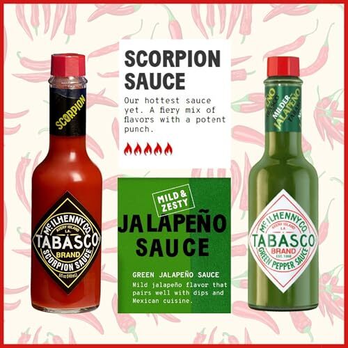 Tabasco Hot Sauce 6 Flavor Variety Gift Pack Bundle Full Size 5 Oz