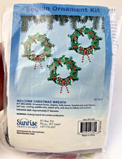 Christmas Ornament Kit Wreaths Sequin Bead Kit Sunrise Set of 3 -mm