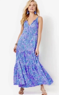 NWT Lilly Pulitzer Maribella Halter Maxi Dress Lilac Rose We Mermaid It Sz  L | eBay