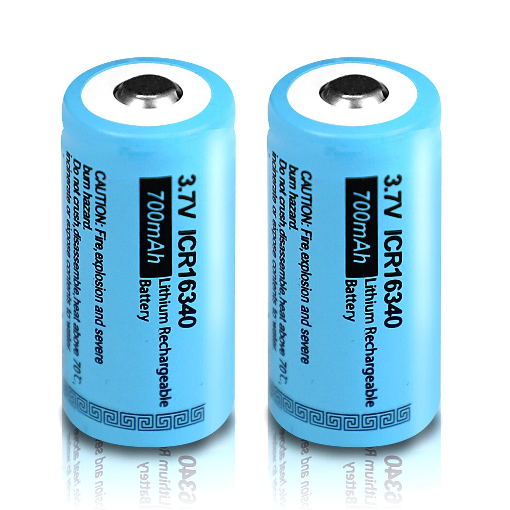 2Pcs Rechargeable CR123A Batteries ICR16340 EL123A PL123 3.7V