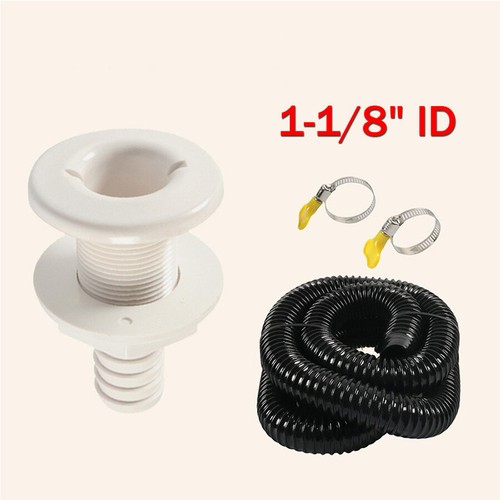 1-1/8 inch ID Hose Bilge Pump Installation Kit Hose Thru Hull & Clamps For Boat - Picture 1 of 6