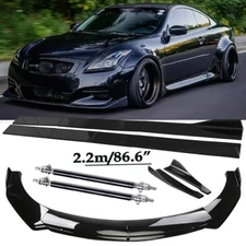 Front Bumper Lip Spoiler Side Skirts Rear Lip Glos Black For Infiniti G37 Co
