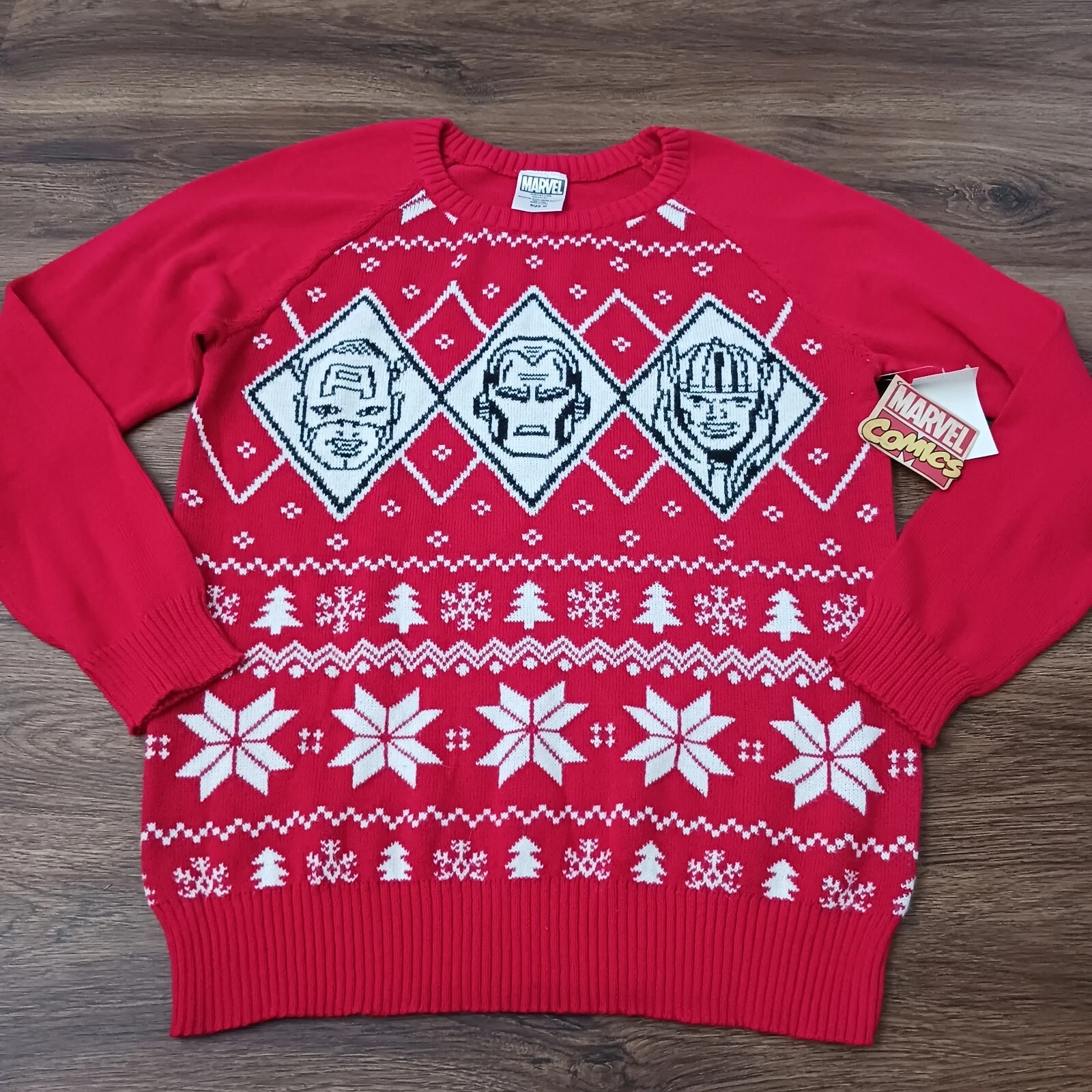 Marvel Captain America Thor Ironman Ugly Christmas Sweater Mens Size Medium New