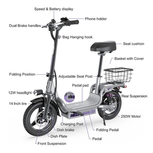 Heavy Duty Electric Scooter with Seat for Adults- 48V 720W 15Ah Battery 20Mph - Picture 10 of 10