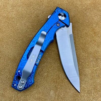 Zero Tolerance ZT 0450 Plain Edge Folder Light Blue Flomascus Ano.  ZT0450