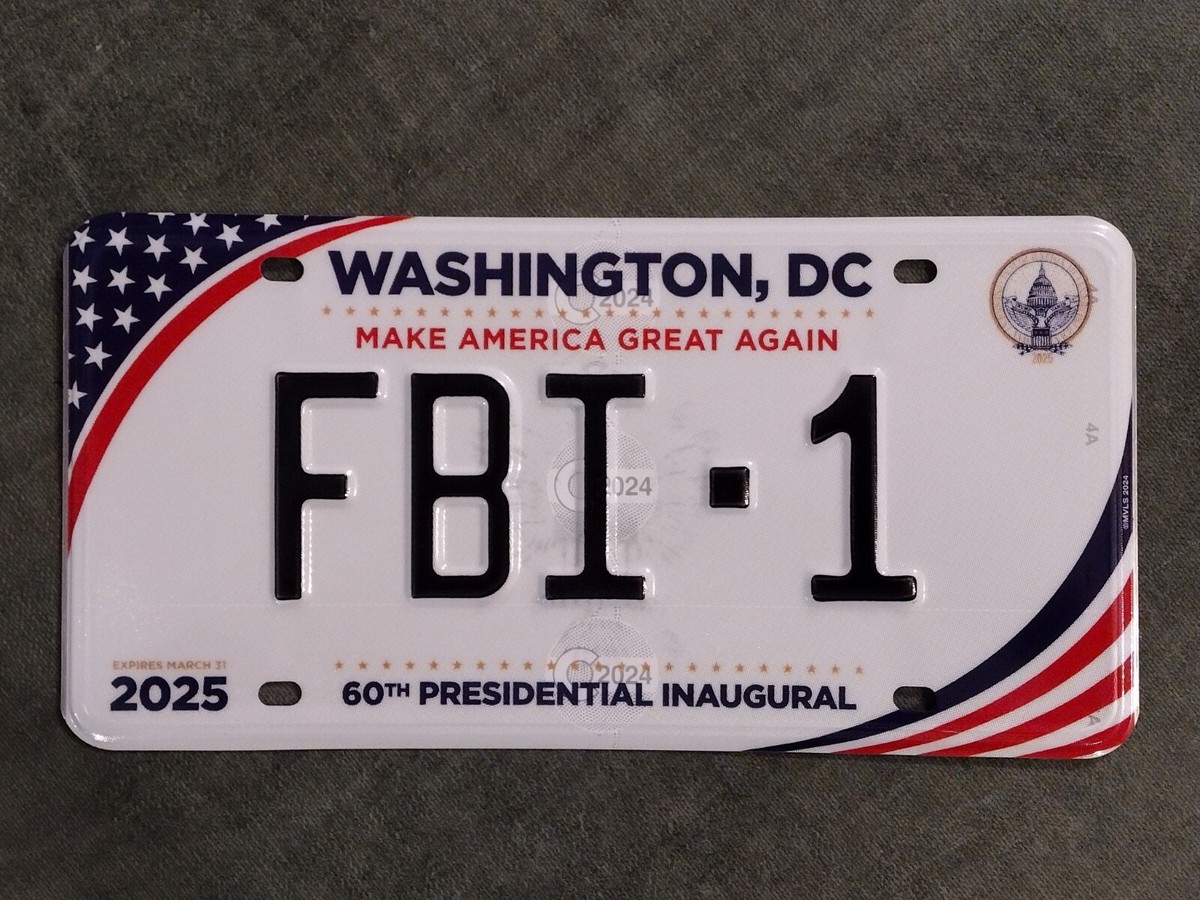 2025 Washington DC 60th PRESIDENTIAL Inaugural License Plate # FBI