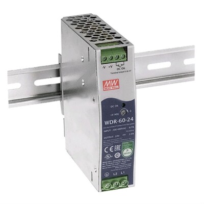 Schaltnetzteil 24V 2,5A 60W für DIN-Schiene WDR-60-24 MW Mean Well