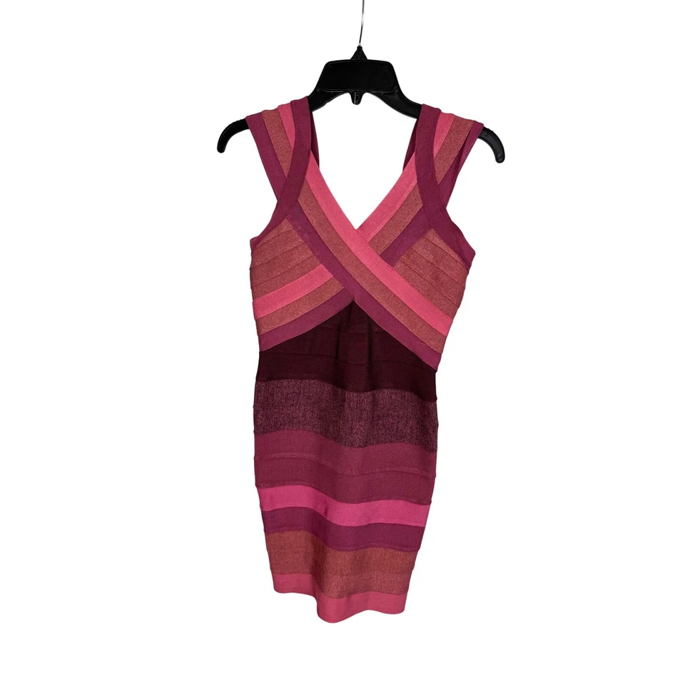 Aqua Bandage Dress Bodycon Sleeveless Ombre Pink Purple Mini S - Image 2 of 4