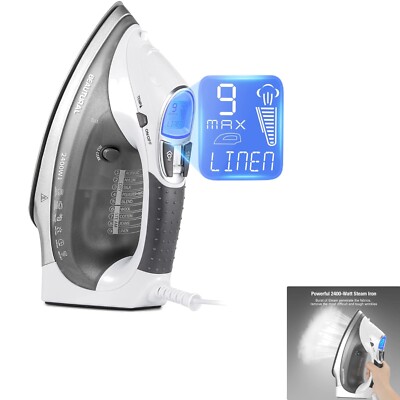 Dampfbügeleisen Keramiksohle LCD Anzeige 9 Dampfeinstellungen mit großer Leis...