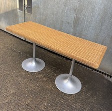 Vintage Italian Wicker Console Table Desk Aluminium Legs