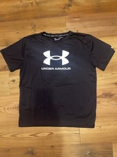 Under Armour Swim Logo Boy's Youth XL Black Short Sleeve Top Shirt UPF 50