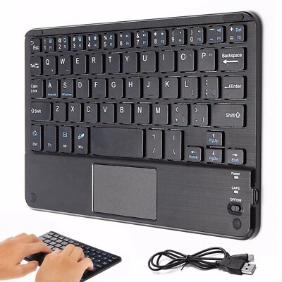 Rechargeable Bluetooth Touchpad Keyboard Mouse For Android IOS Tablet PC