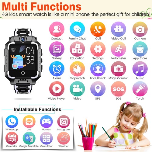 4G Kids Smart Watch Dual Camera 360° Rotating WIFI GPS SOS Anti Lost Kids Gifts - Picture 45 of 53