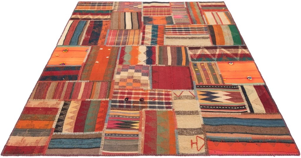 Kelim Patchwork Handgewebter Perserteppich 218x157 cm-Orient,kilim,Carpet,Rug - Bild 3 von 4