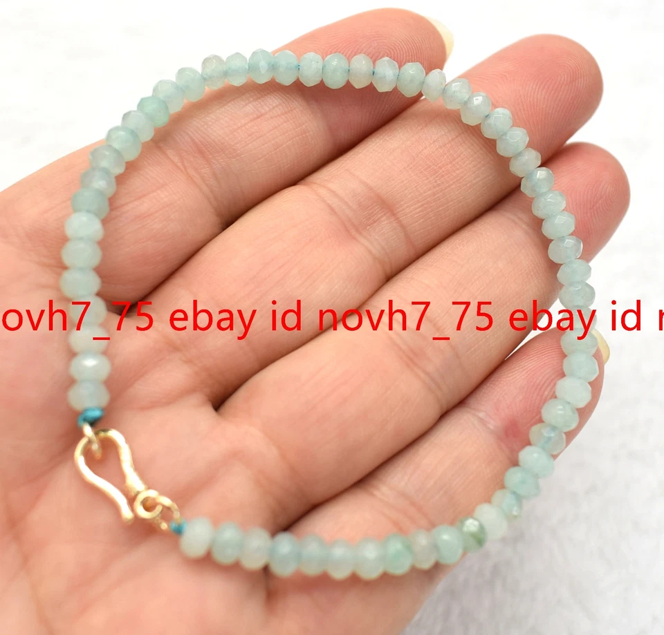 Natürlich Facettiert 2x4mm Edelstein Rondell Perlen Armband 19cm - Bild 3 von 4