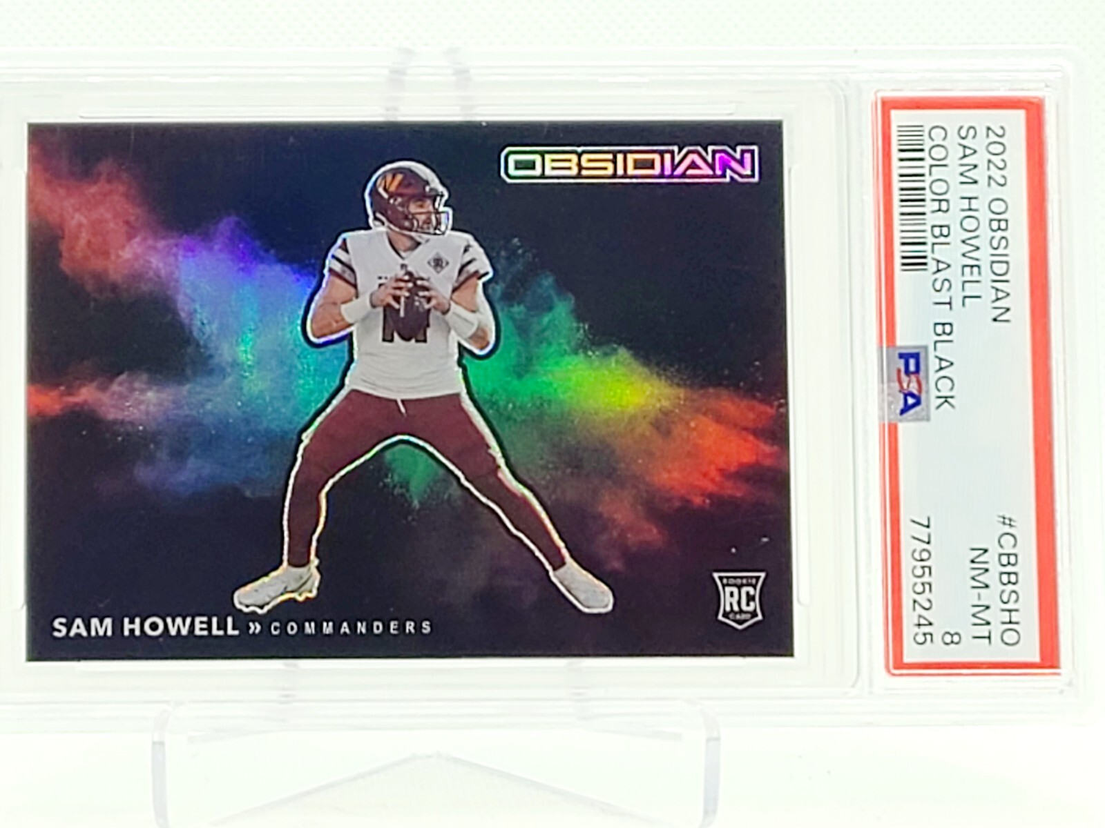 2022-23 Obsidian COLOR BLAST BLACK Sam Howell RC Psa 8 Washington Commanders