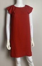 Banana Republic Red Shift Dress with Ruffled Neckline Size 2 Workwear NWT