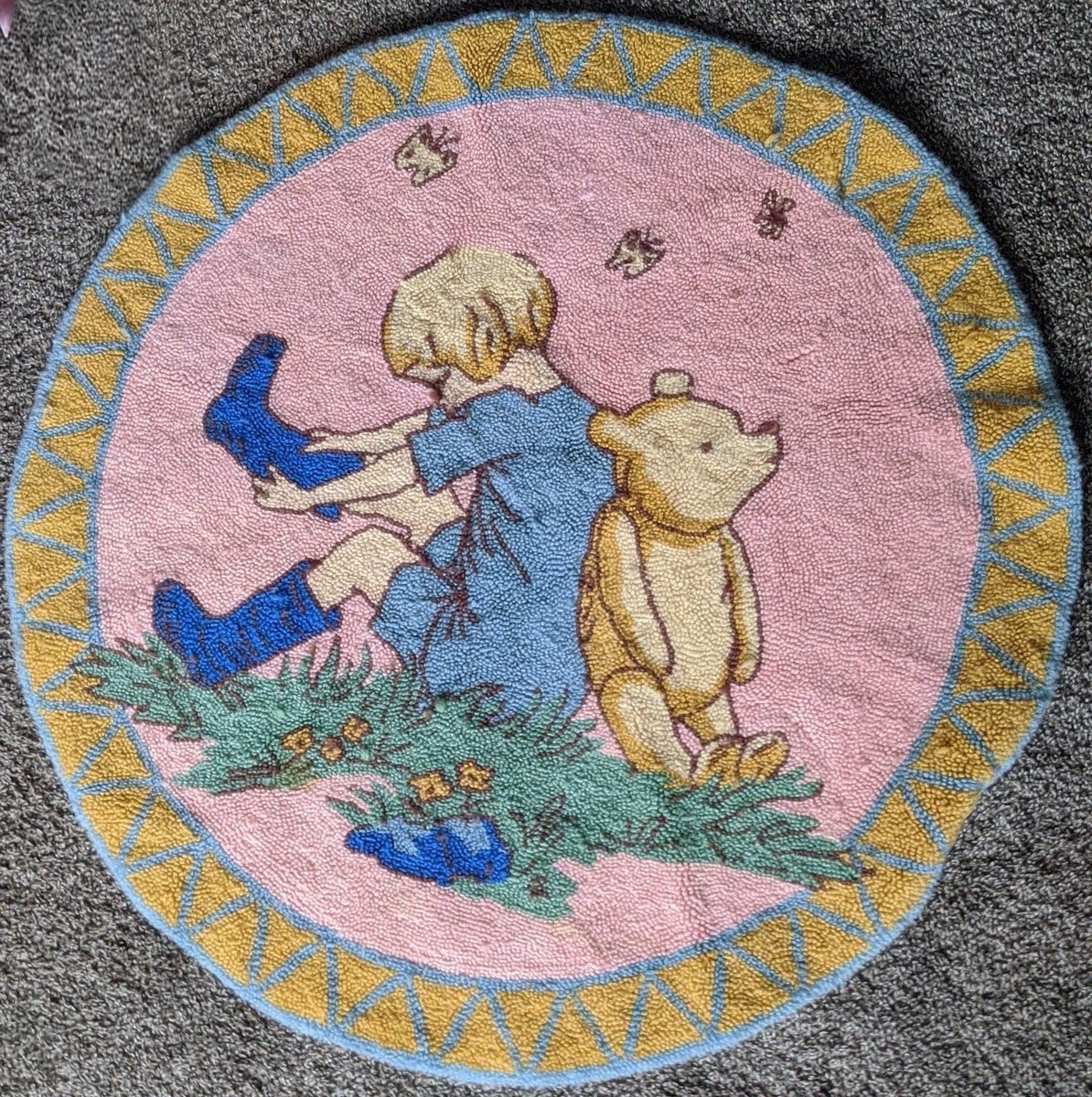 Vintage Couristan Hooked Wool Rug Winnie the Pooh 35